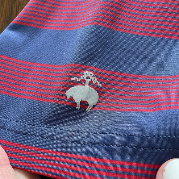 Brooks Brothers Polo XL Mens Blue Stripe Red Performance Preppy Golf Lightweight - Picture 9 of 11